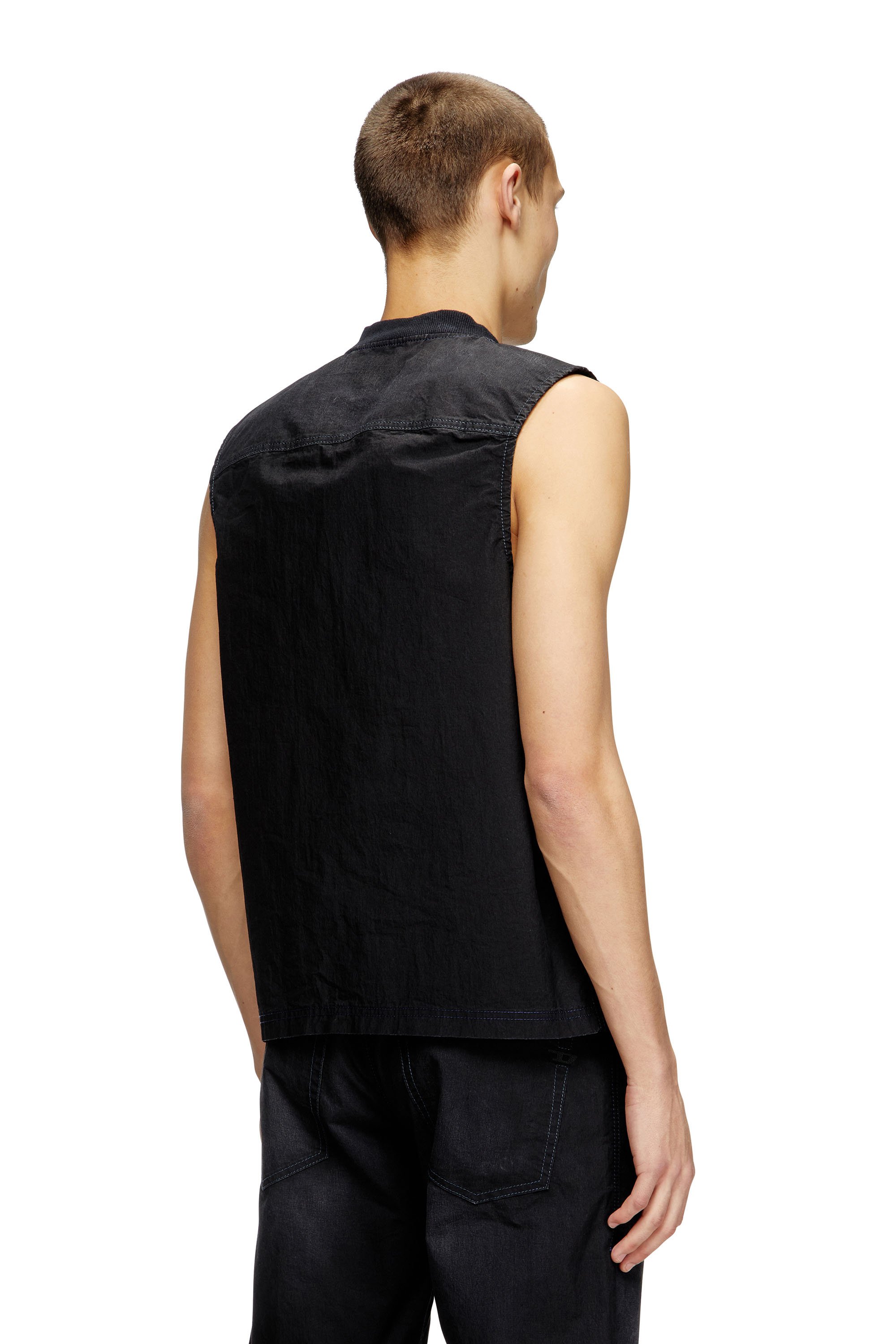 Diesel - D-SUND-D-N JOGG, Unisex's Sleeveless technical JoggJeans vest in Black/Dark grey - 2