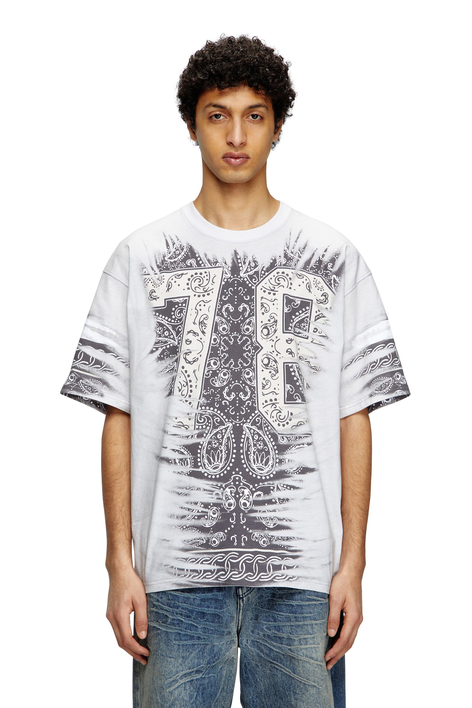 Diesel - T-BOXT-78-R1, Man's T-shirt with 78 bandana print in White - 1