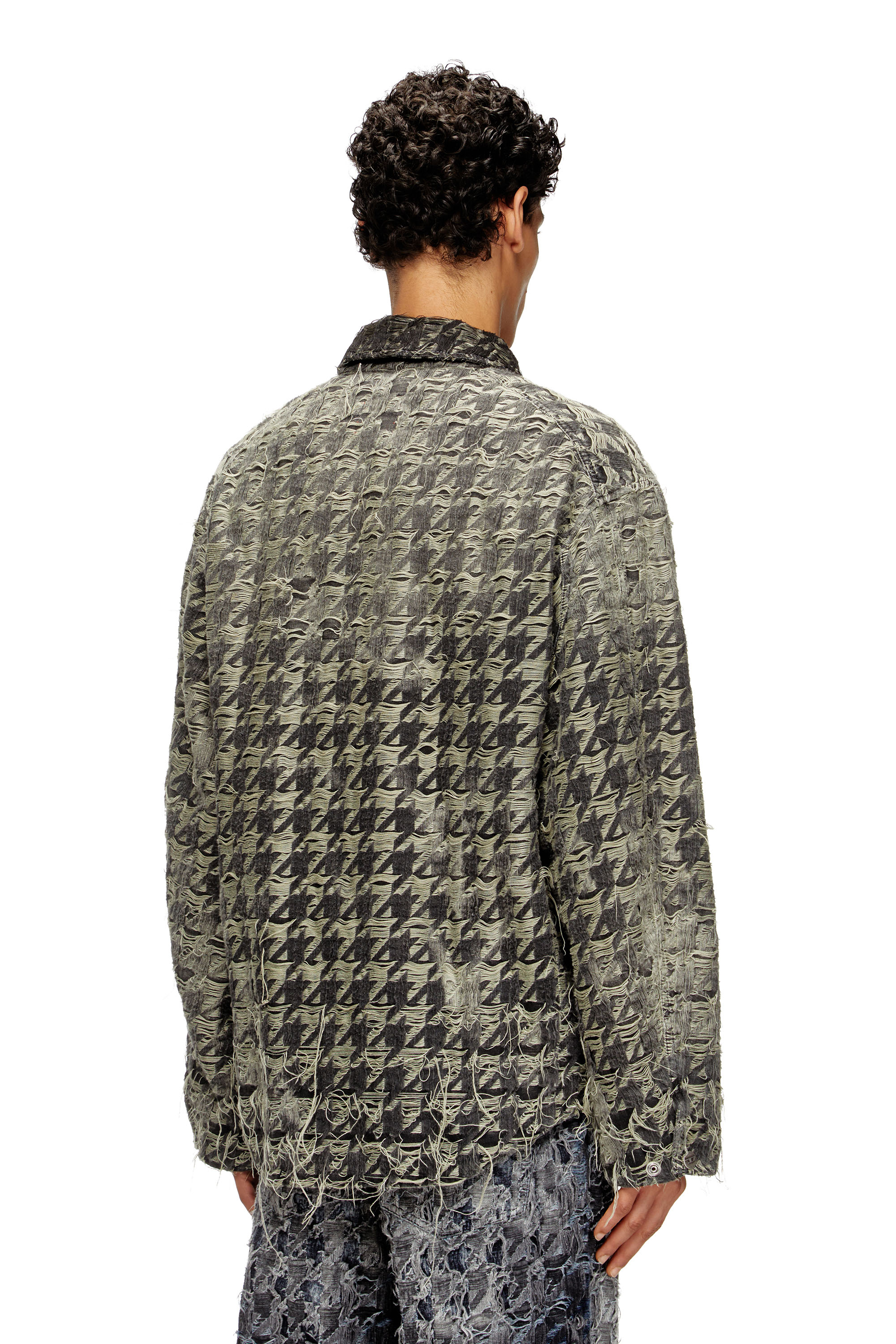 Diesel - D-ELMO-FSH, Man's Jacket in houndstooth-weave denim in Black - 3