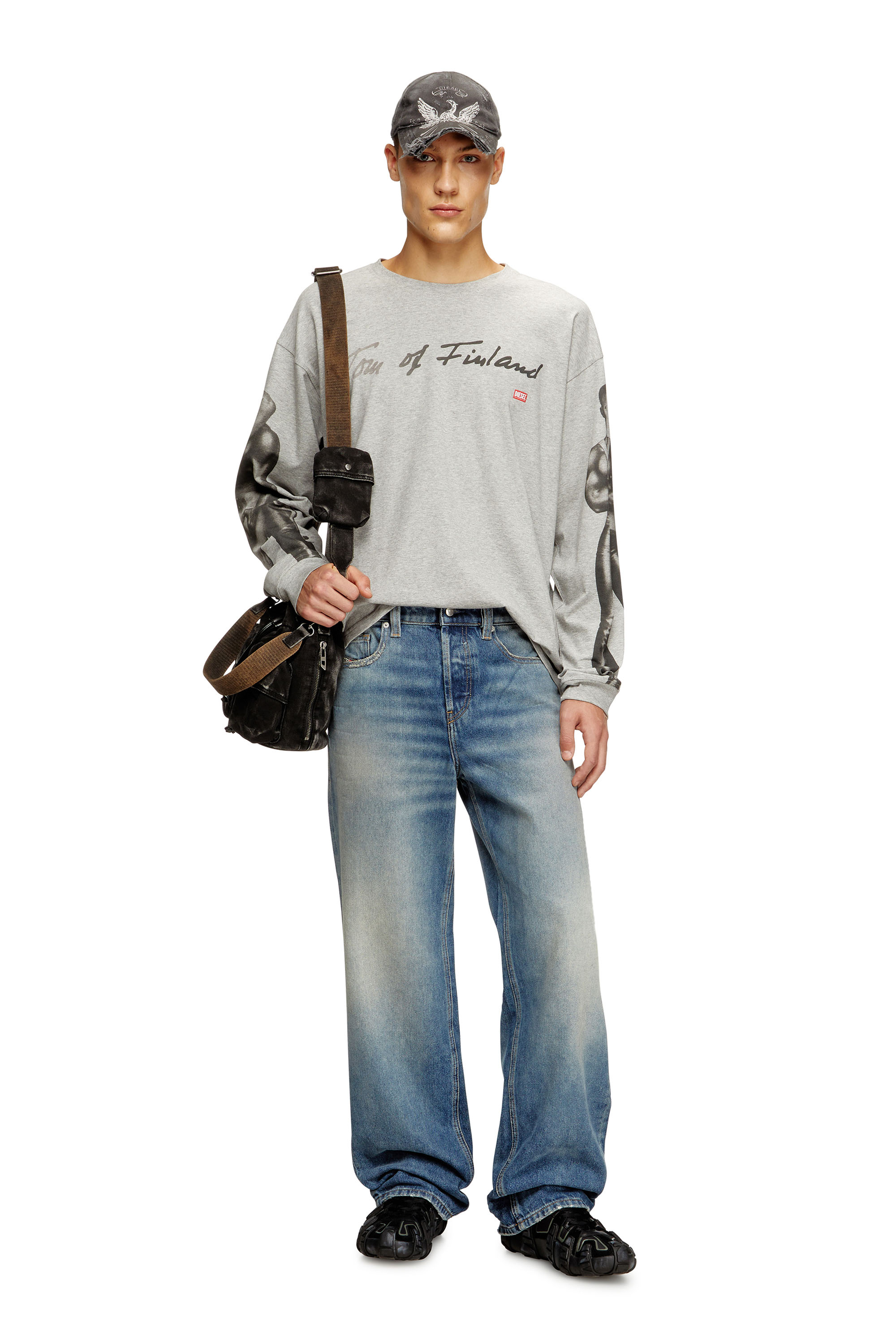 Diesel - PR-T-BOXT-LS-TOM25, Camiseta de manga larga con estampado gráfico Unisex in Gris - 3
