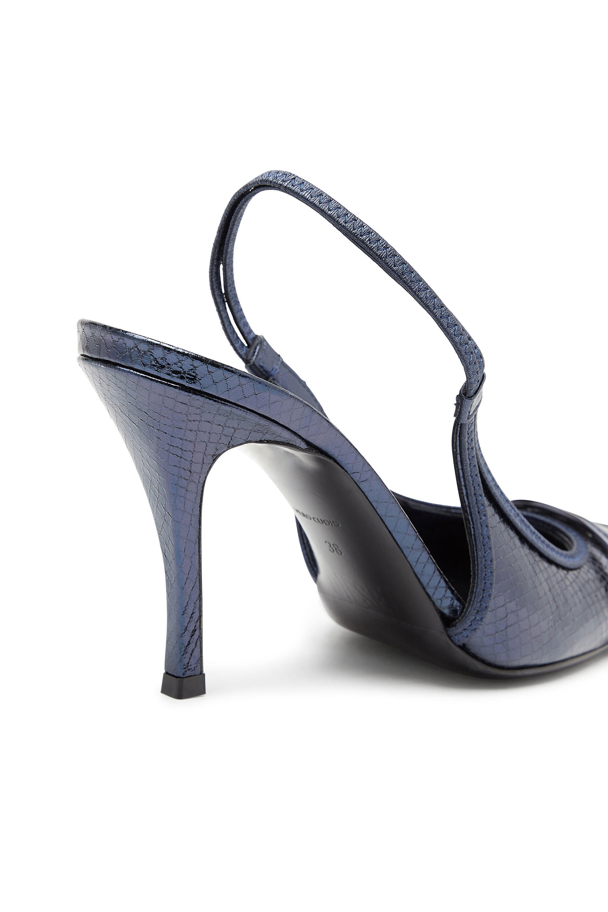 Women's D-Venus Sb - Patent snake-effect slingback pumps | Blue 