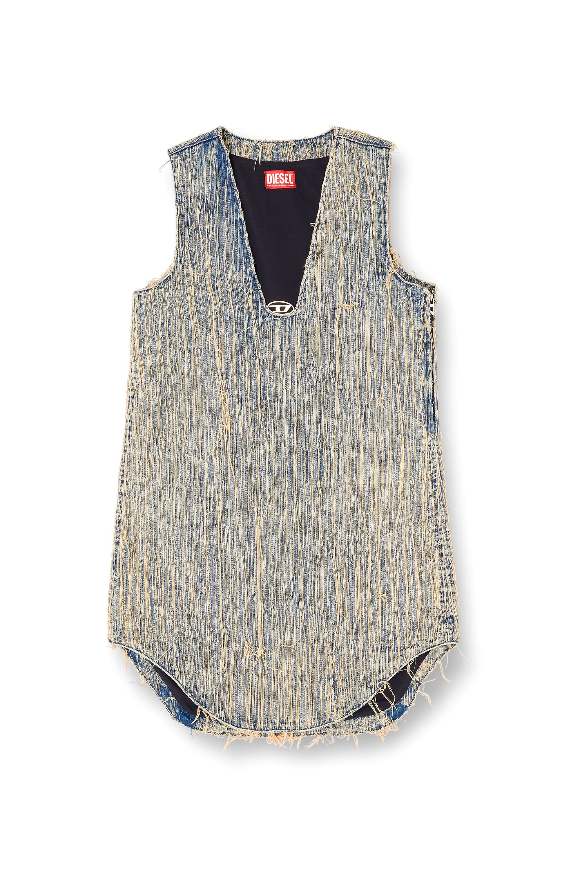Diesel - DE-LARIS-DRESS-S2, Woman's Distressed effect denim dress in Medium blue - 3