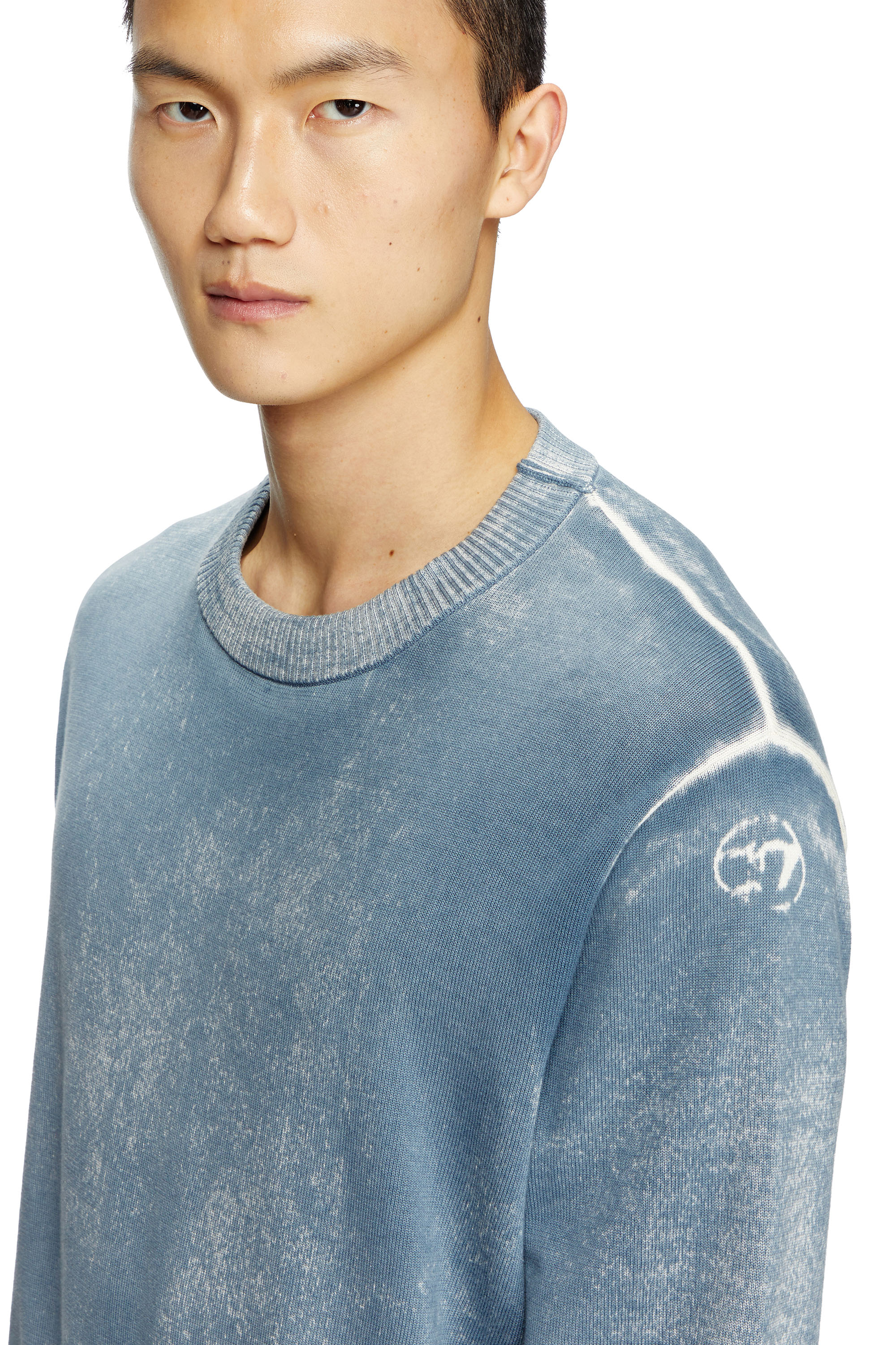 Diesel - K-LARENCE-B, Man's Reverse-print cotton jumper in Light Blue - 4