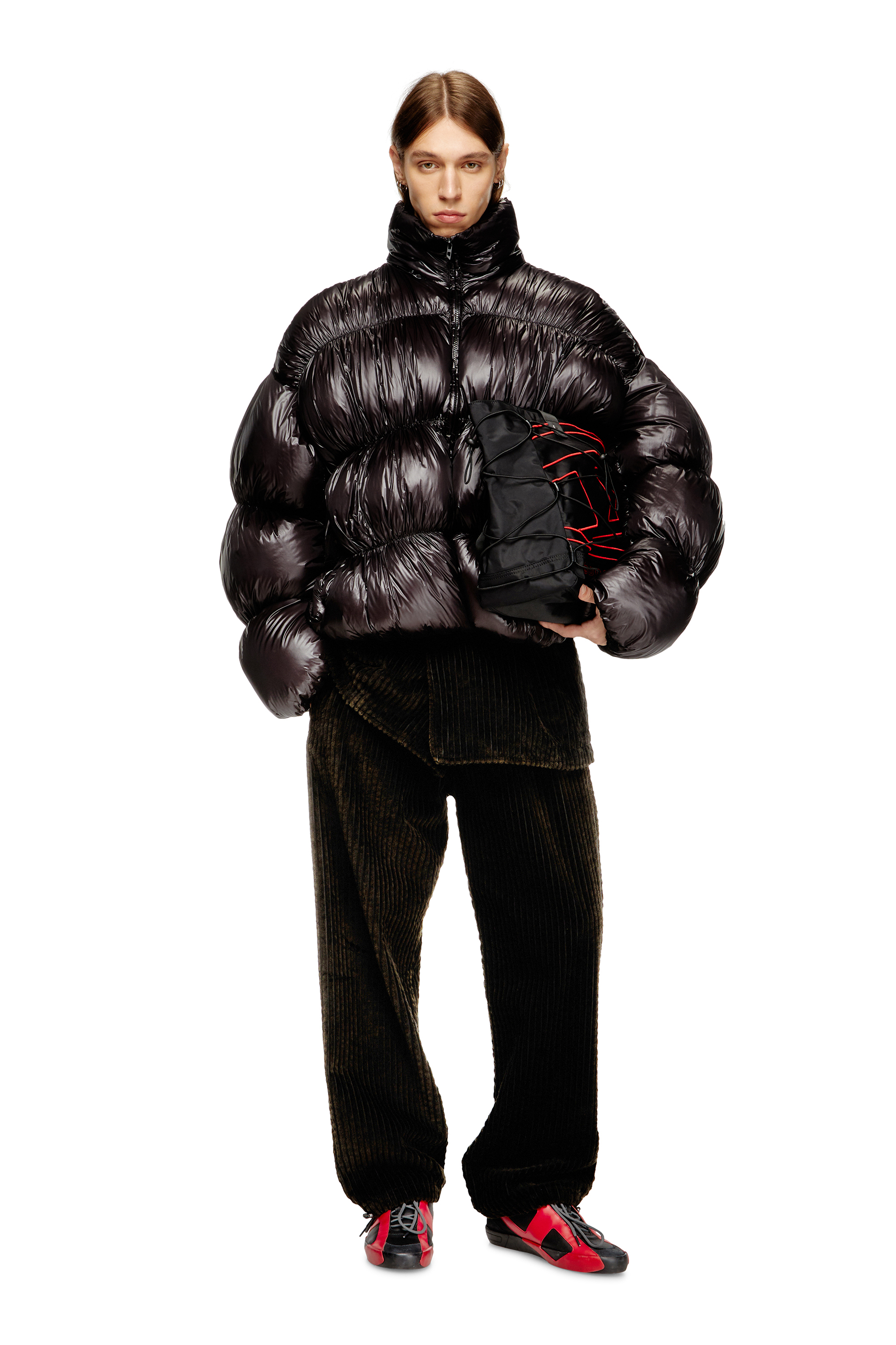 Diesel - W-CHOCO, Chaqueta de plumón con capucha con efecto burbuja Hombre in Negro - 2