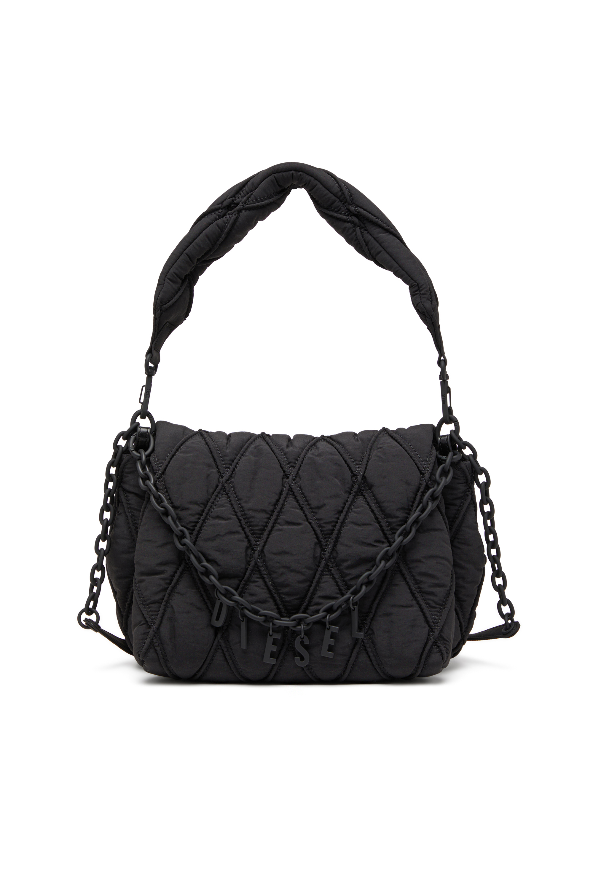 Diesel - CHARM-D SHOULDER M, Charm-D M-Bolso de hombro de nailon acolchado Mujer in Negro - 1