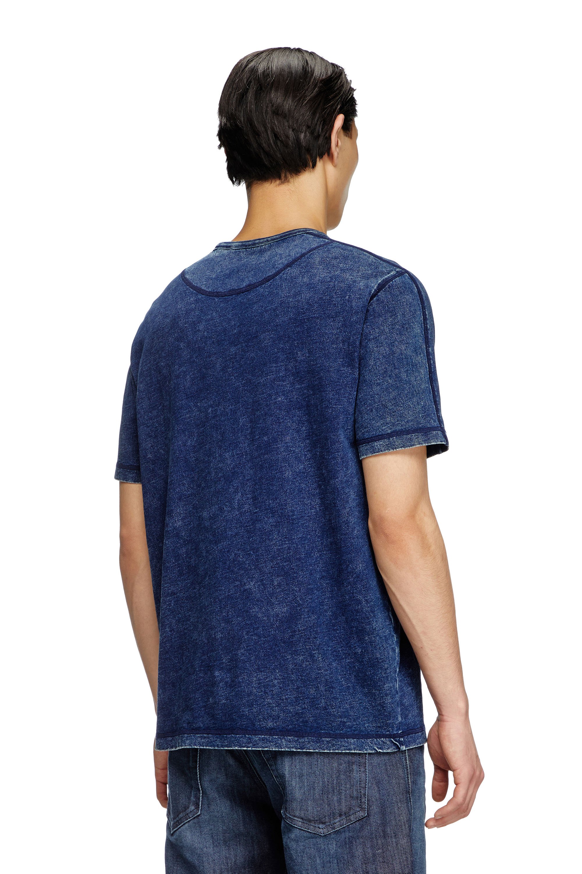 Diesel - T-ADJIND, Man's Denim-look jersey T-shirt in Blue - 2