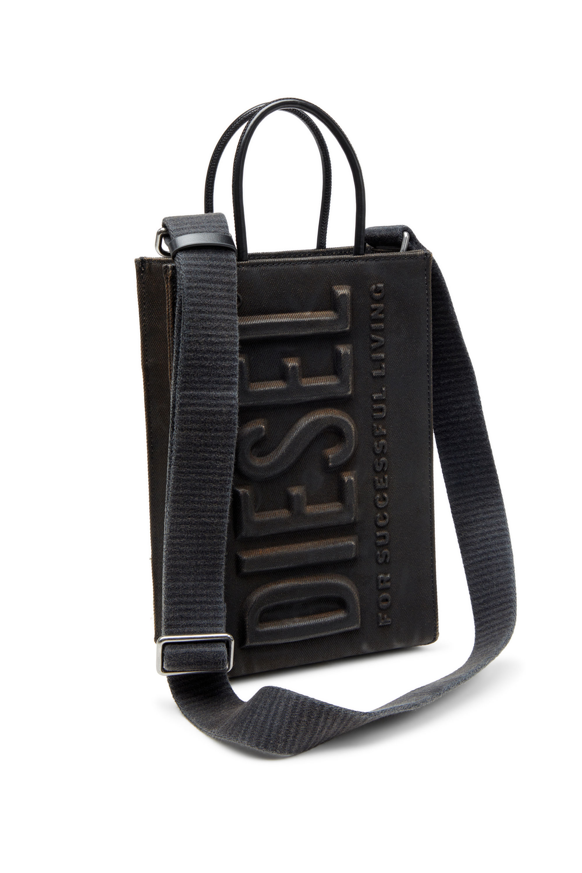 Diesel - LES SHOPPERS SHOPPER M X, Bolso tote de denim recubierto en relieve Hombre in Negro - 5