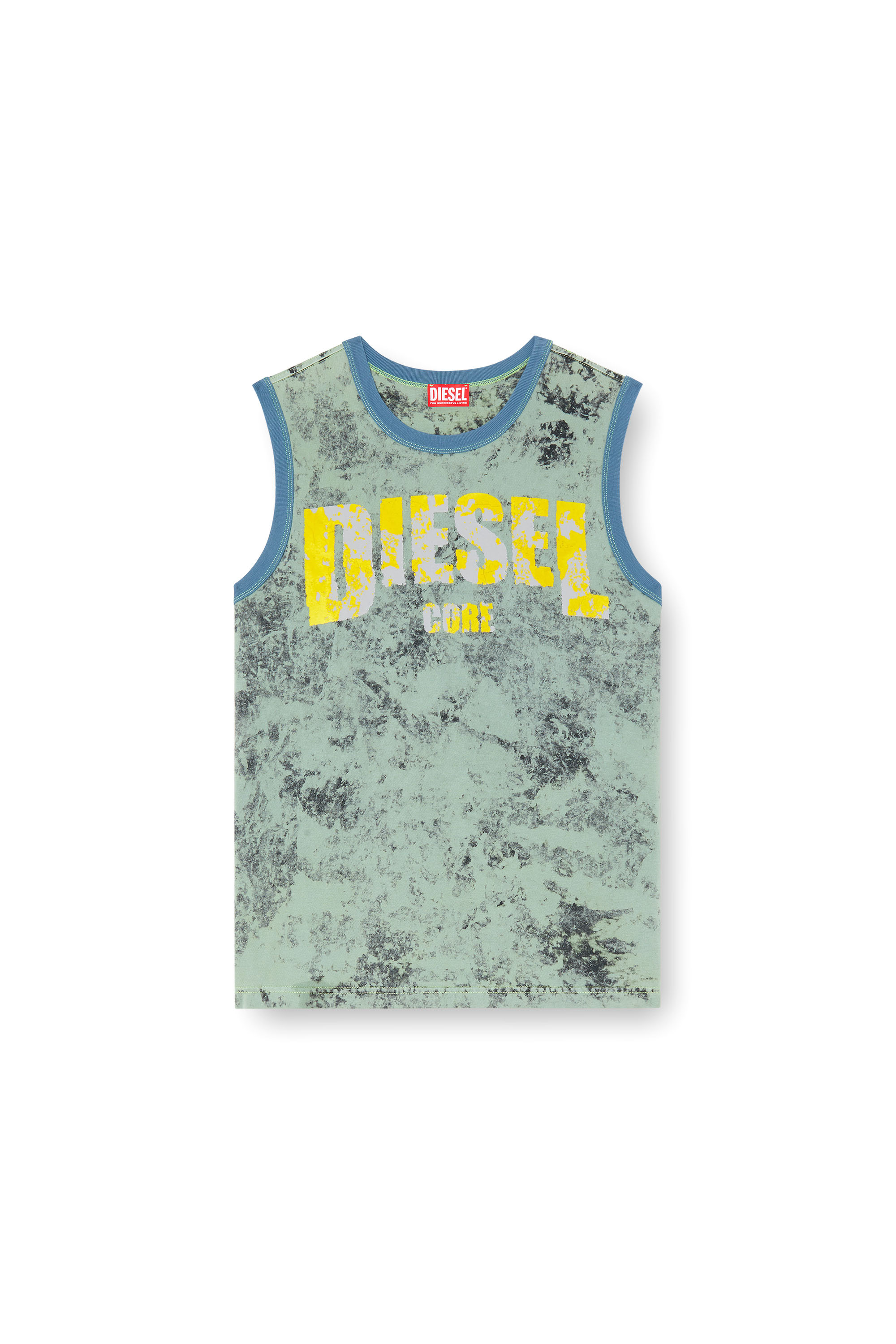 Diesel - T-BISCO-R1, Camiseta con tirantes tratada con logotipo Diesel Core Hombre in Verde - 4