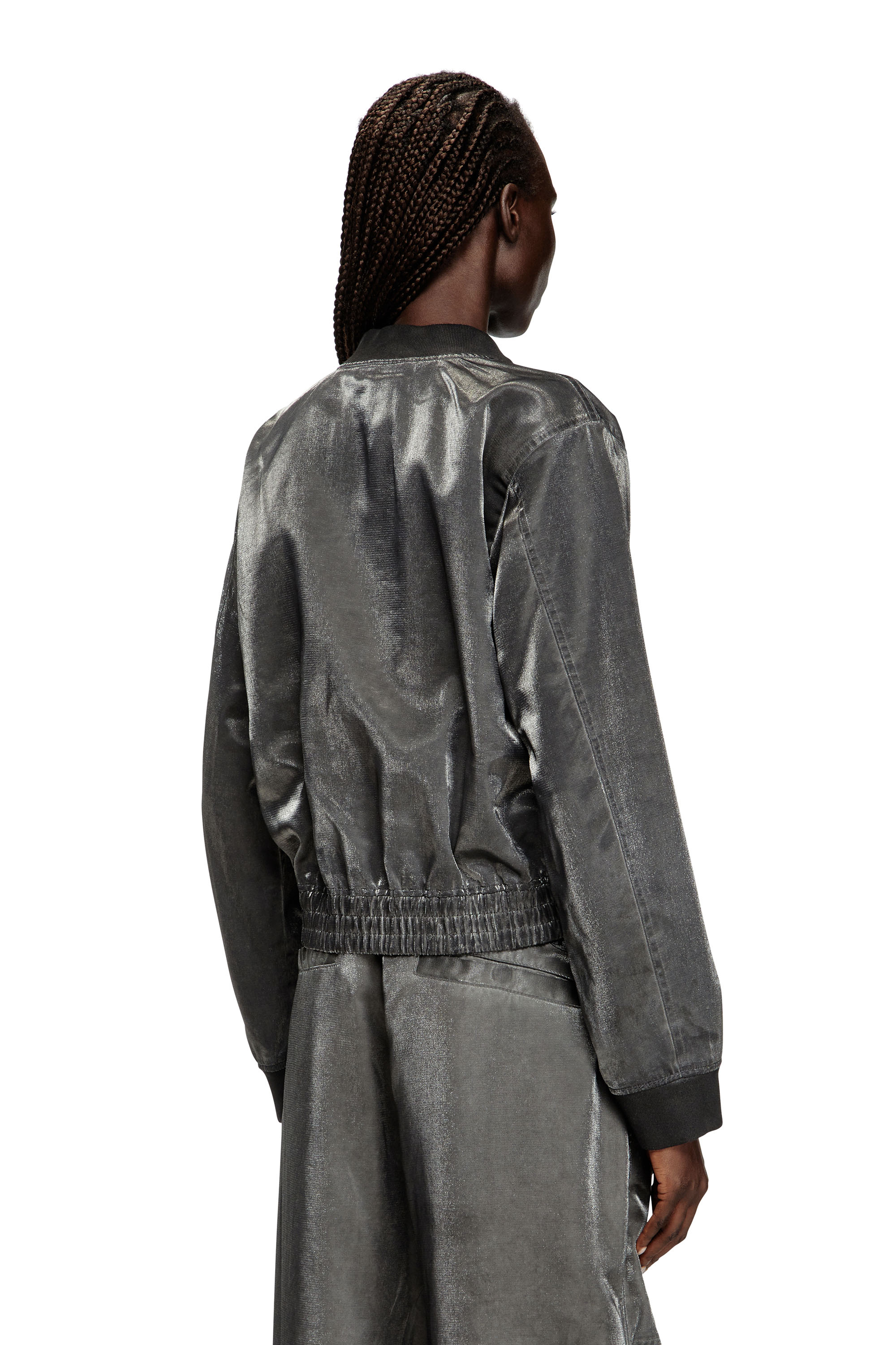 Diesel - G-HOST, Woman's Satin bomber jacket in Dark grey - 3