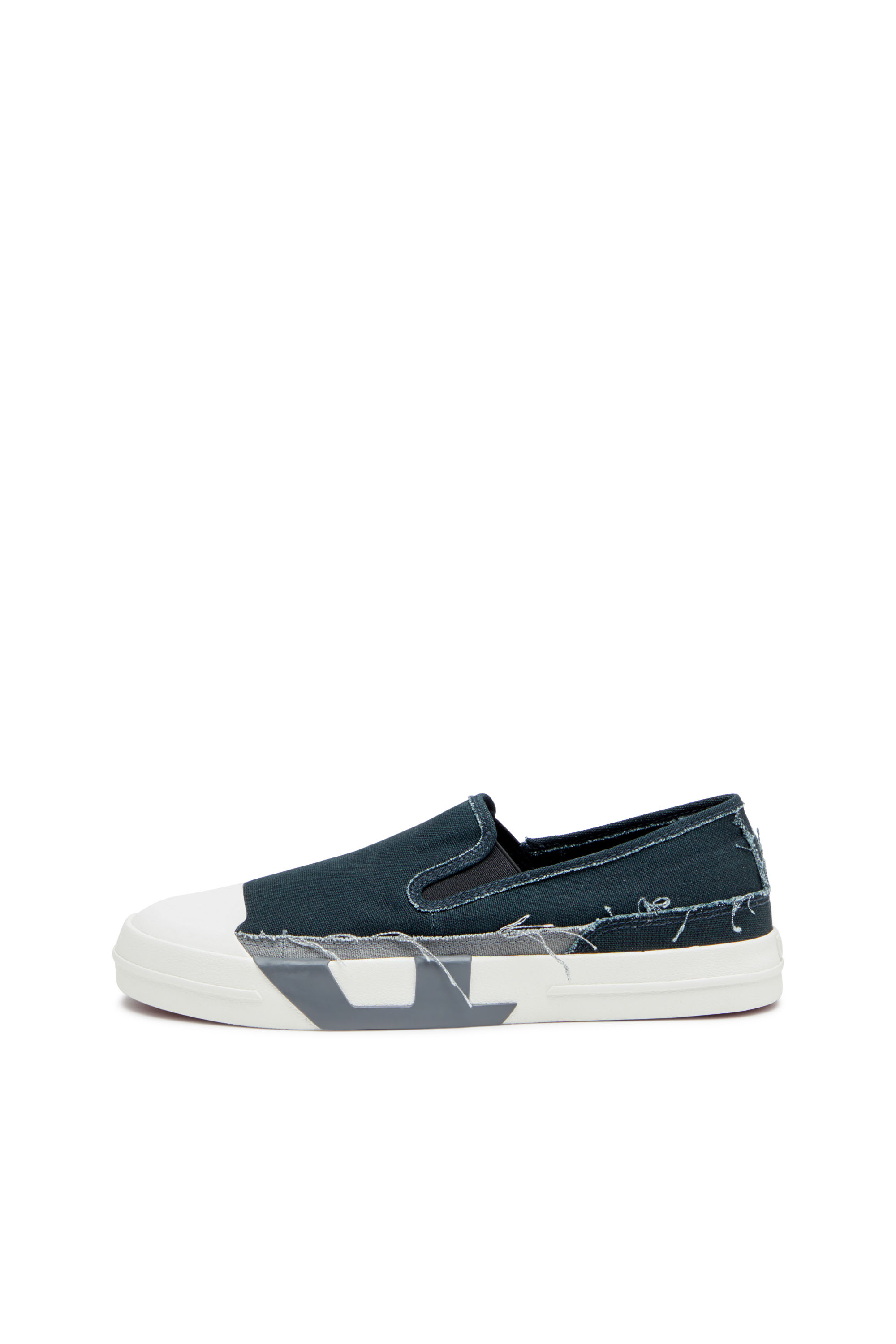 Diesel - S-D-VERSE SO, Man's Slip-on sneakers in frayed canvas in Blue/Grey - 7