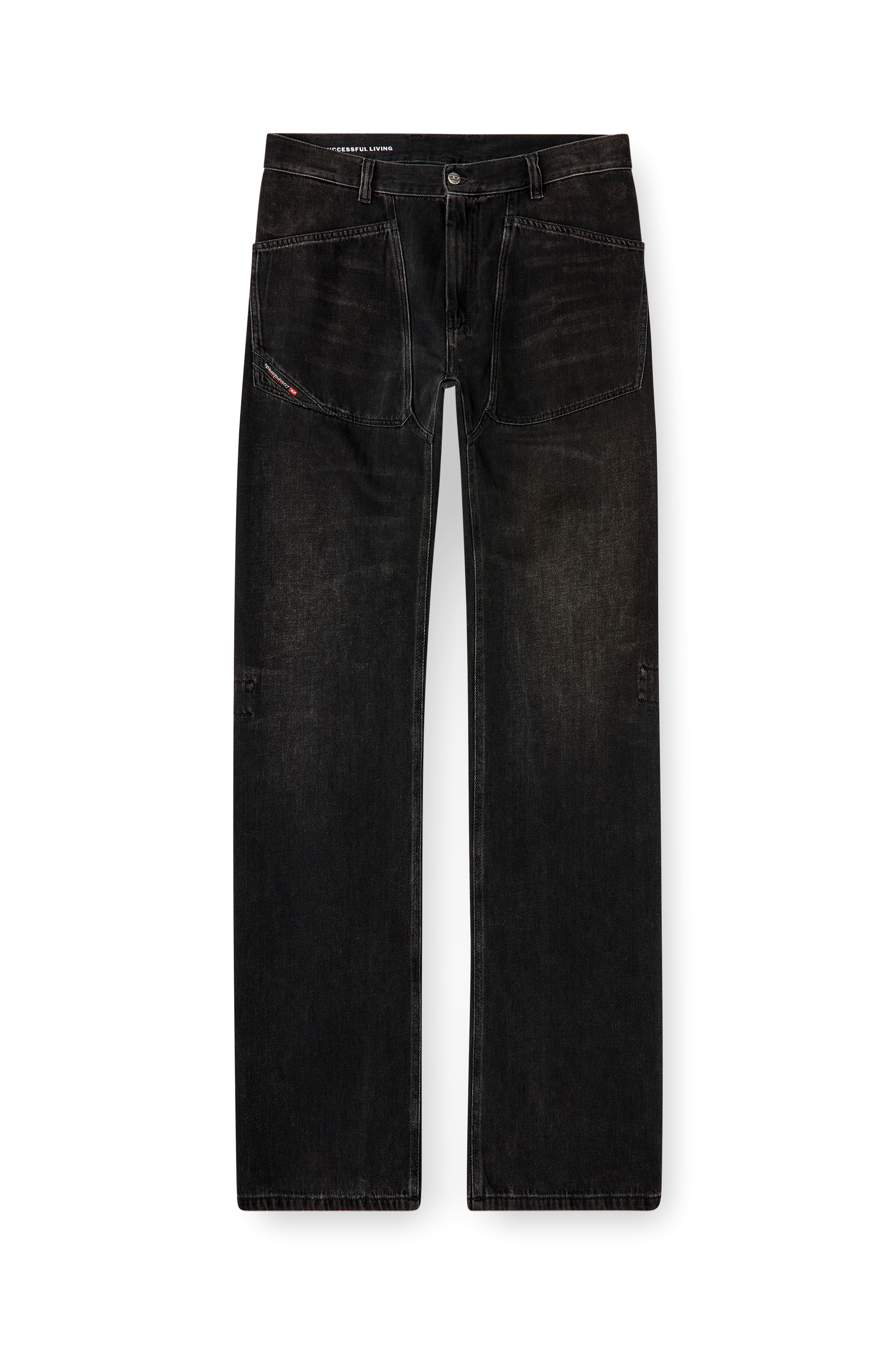 Diesel - Relaxed Jeans D-Zeta 09J96 Hombre, Negro/Gris oscuro - 3