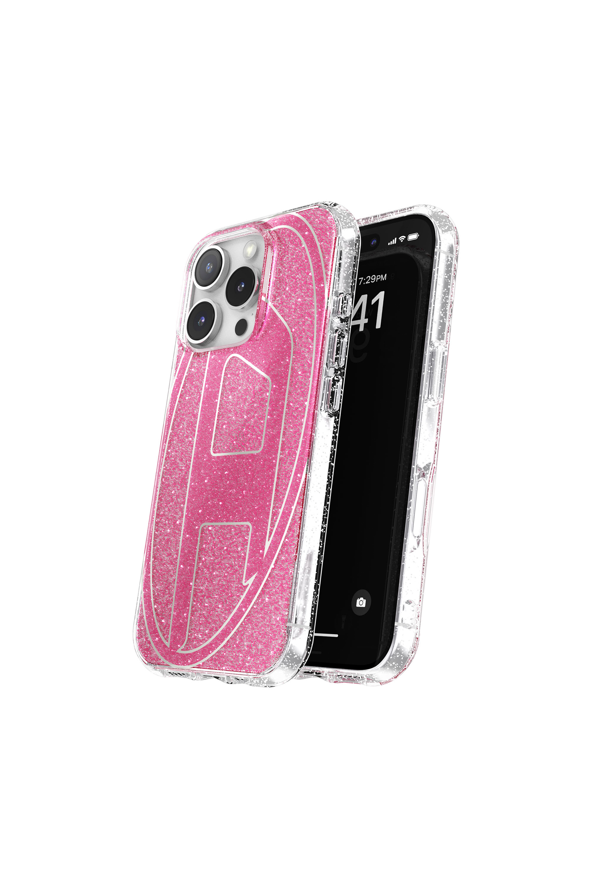 Diesel - 60156 AOP CASE, Unisex's Oval D Glitter Case for iP 16 Pro in Pink - 2