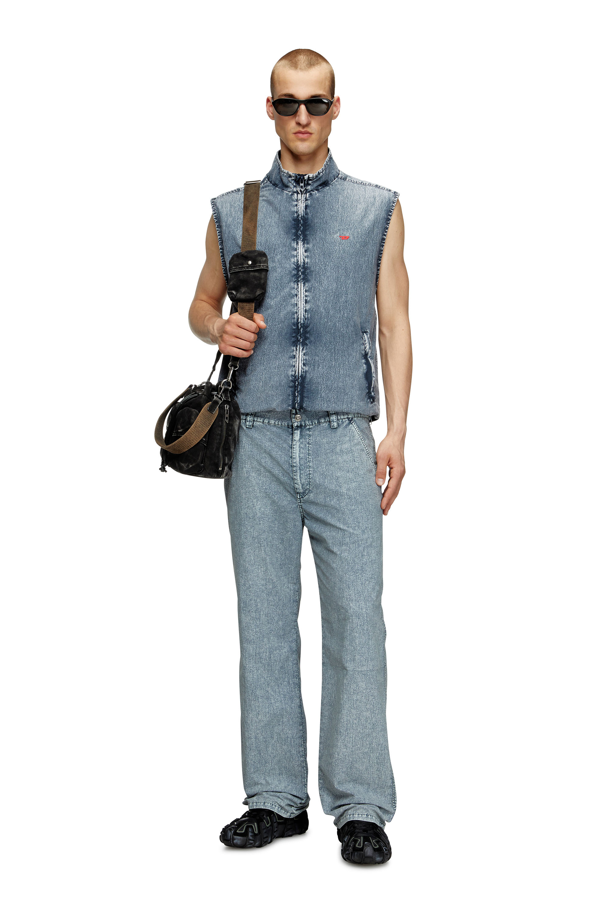 Diesel - J-ERB, Chaleco en taslan de nailon reciclado Hombre in Azul marino - 2