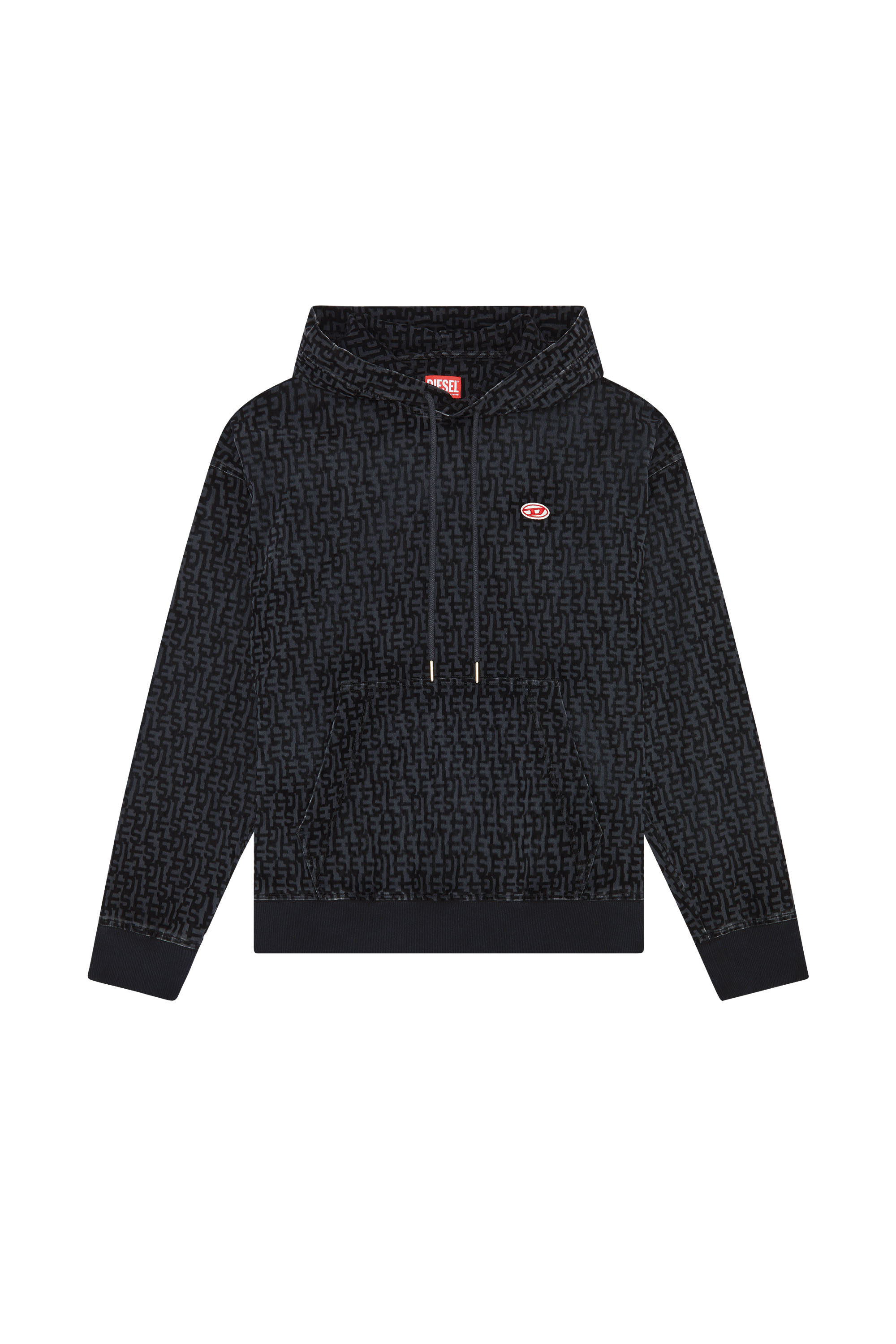 Diesel - D-UM-RIB TRACK DENIM HOODIE, Black/Dark grey - Image 6