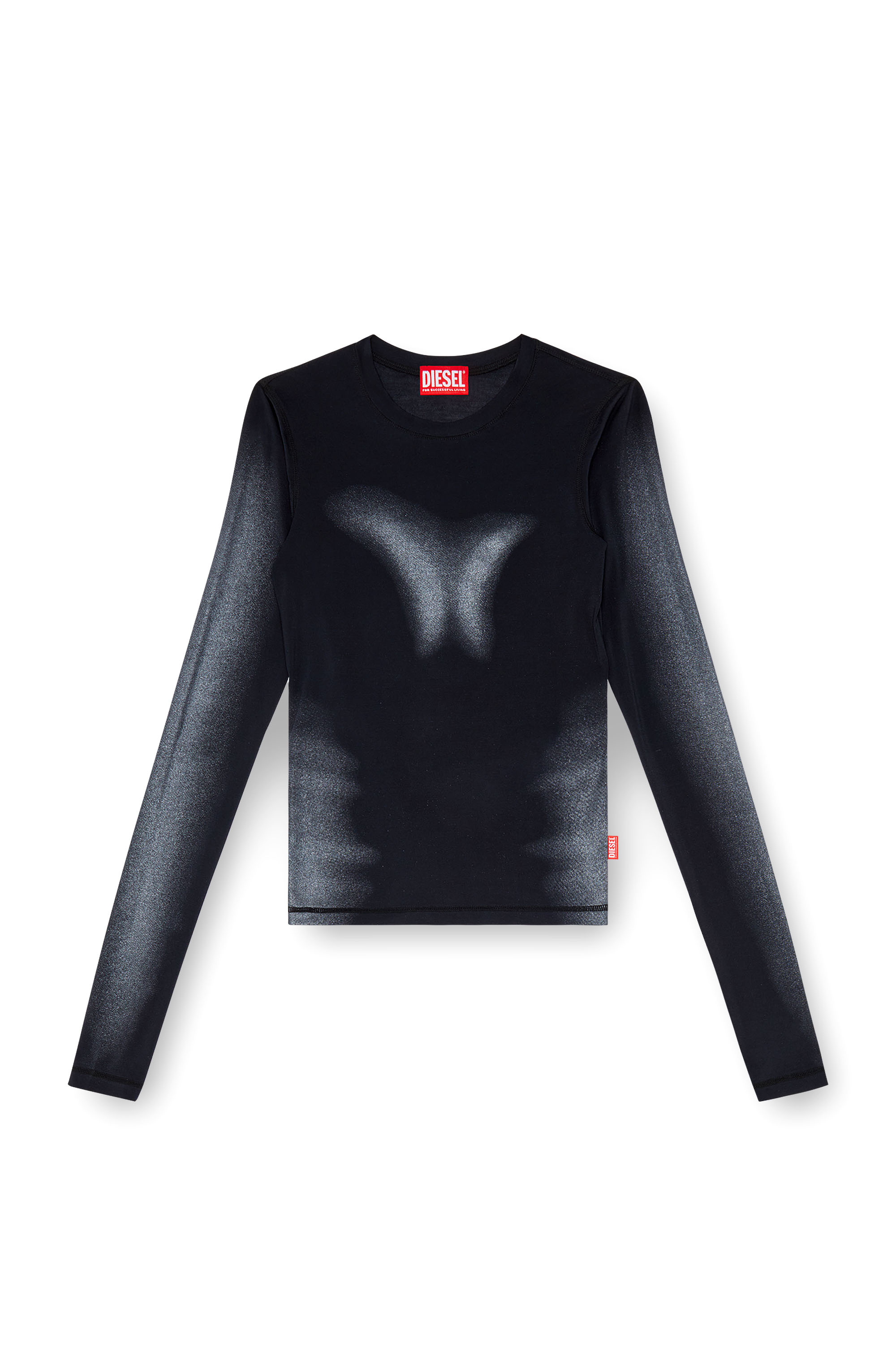 Diesel - T-ILON, Woman's Long-sleeve T-shirt with metallic effects in Black - 3