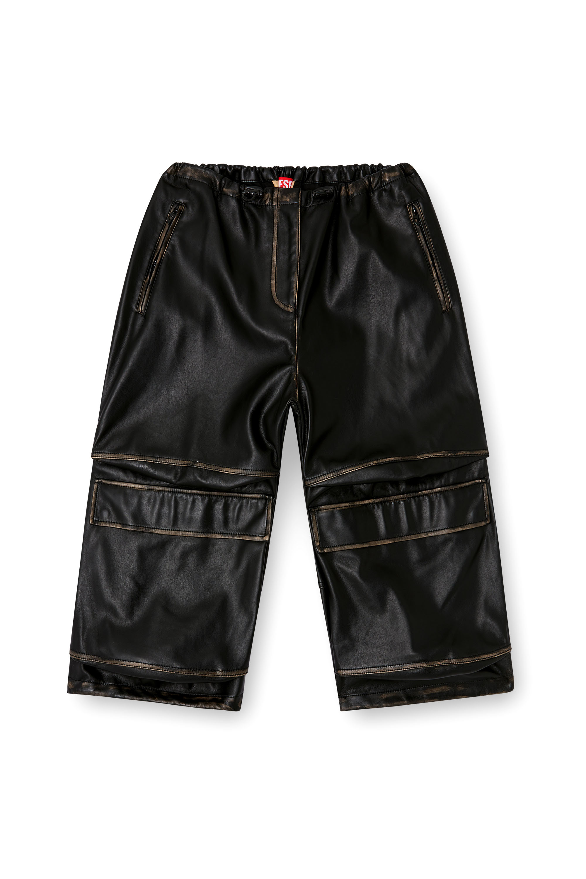 Diesel - P-DAYETZ-SHORT-FEM, Bermuda cargo de cuero sintético Mujer in Negro - 5