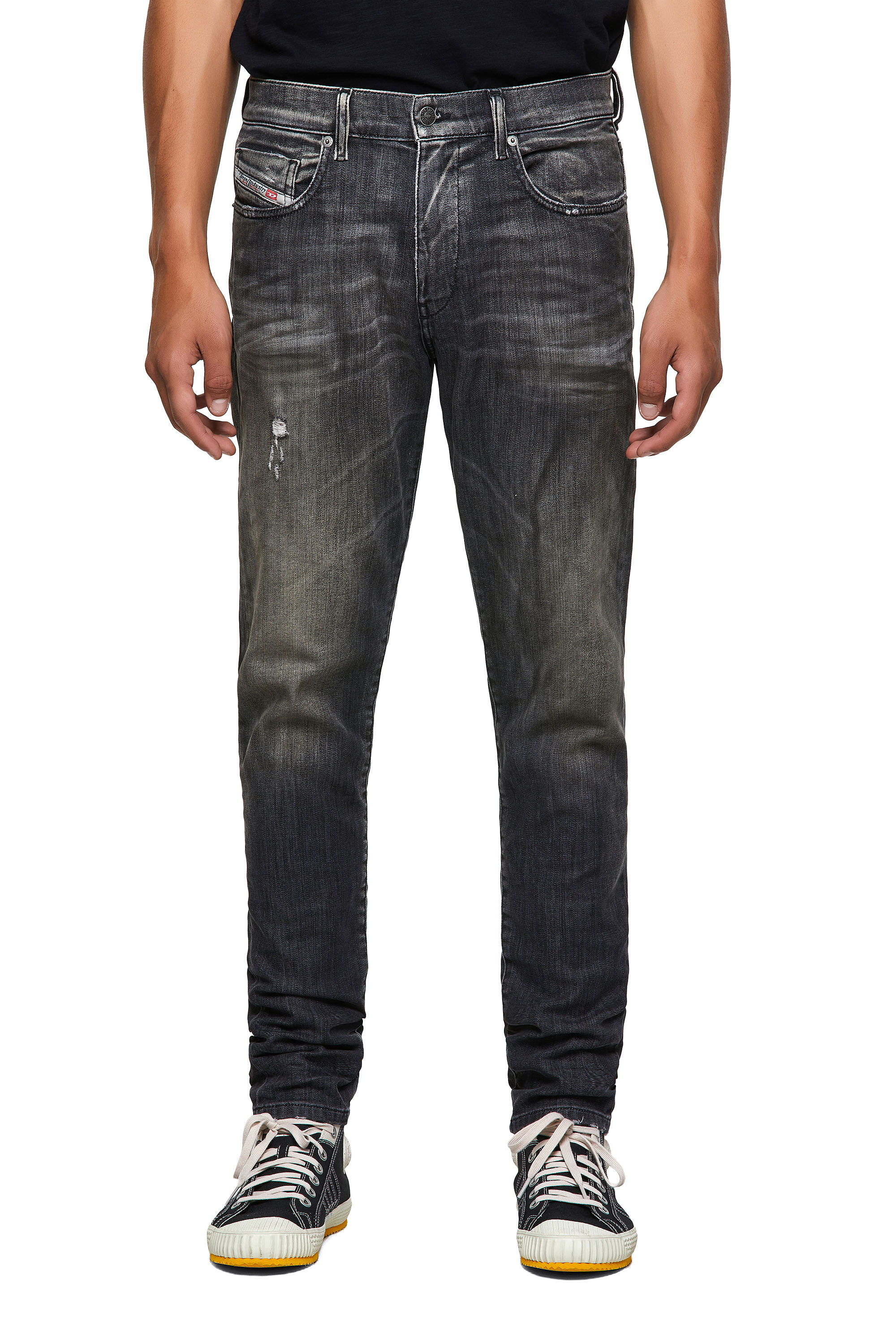 Diesel - D-Strukt JoggJeans® 09B54 Slim, Negro/Gris oscuro - Image 1