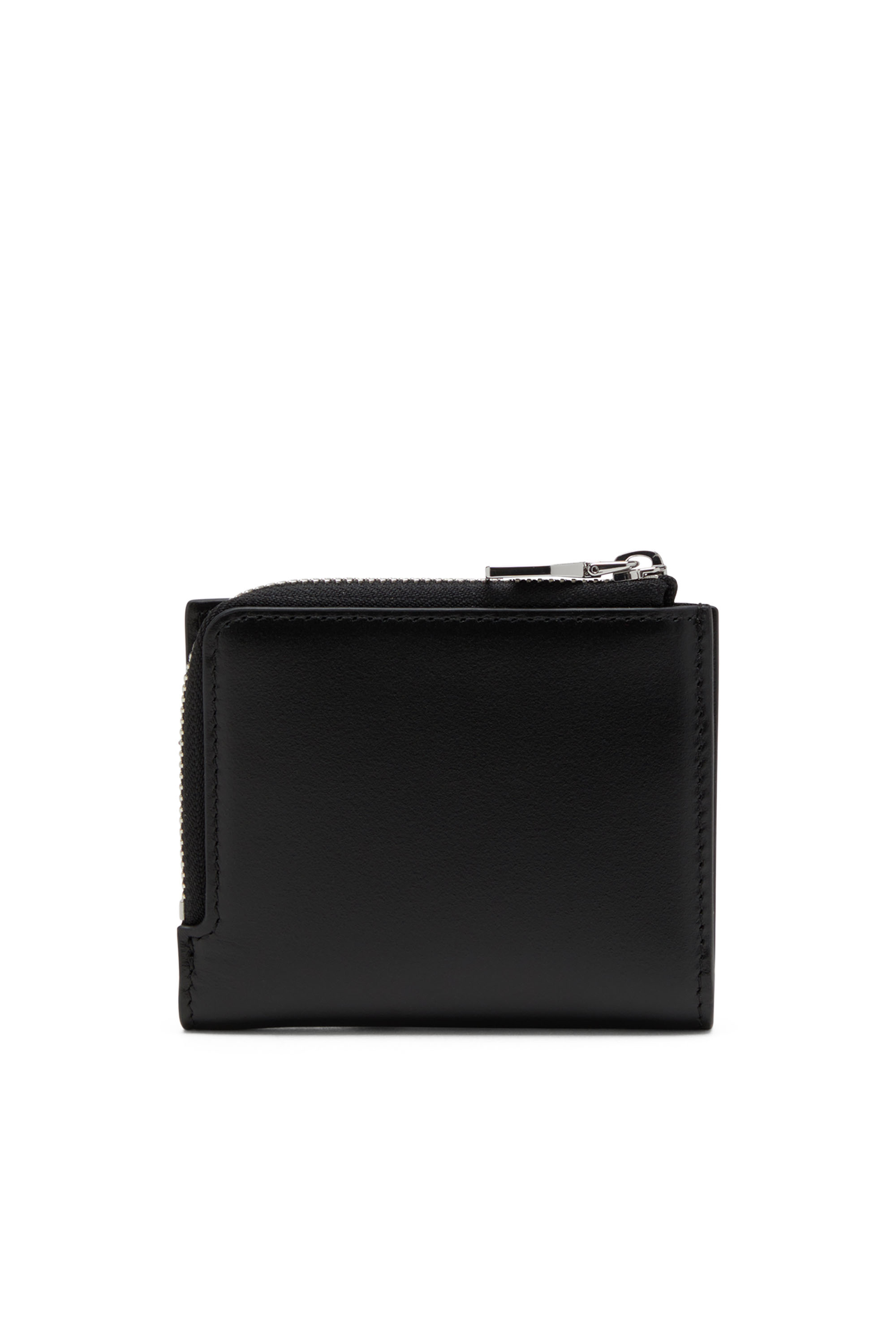 Diesel - 1DR CARD HOLDER ZIP L, Tarjetero de cuero napa que se pliega por la mitad Mujer in Negro - 2