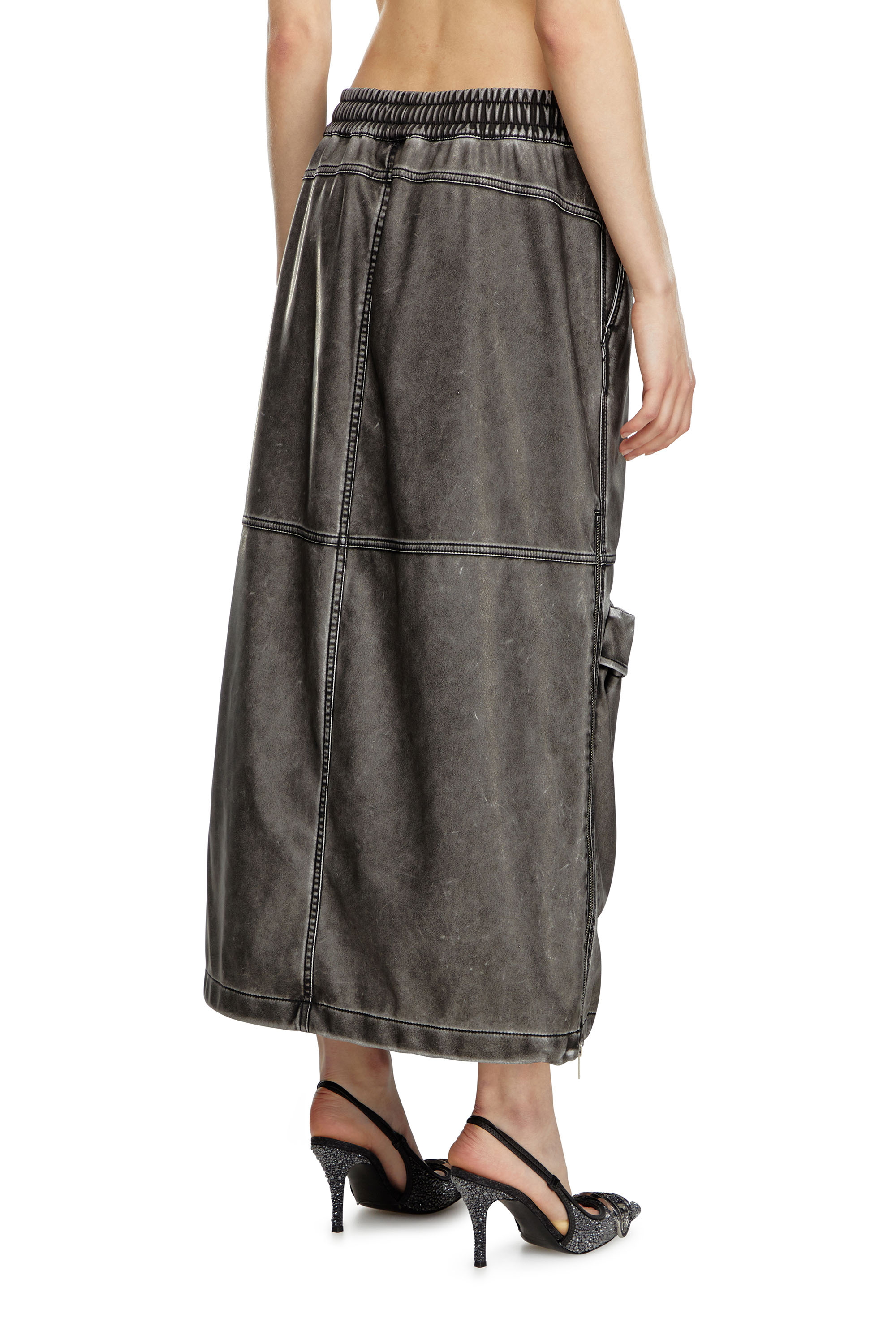 Diesel - O-DYSSEY-P1, Mujer Falda larga en tejido técnico lavado in Gris - Image 3