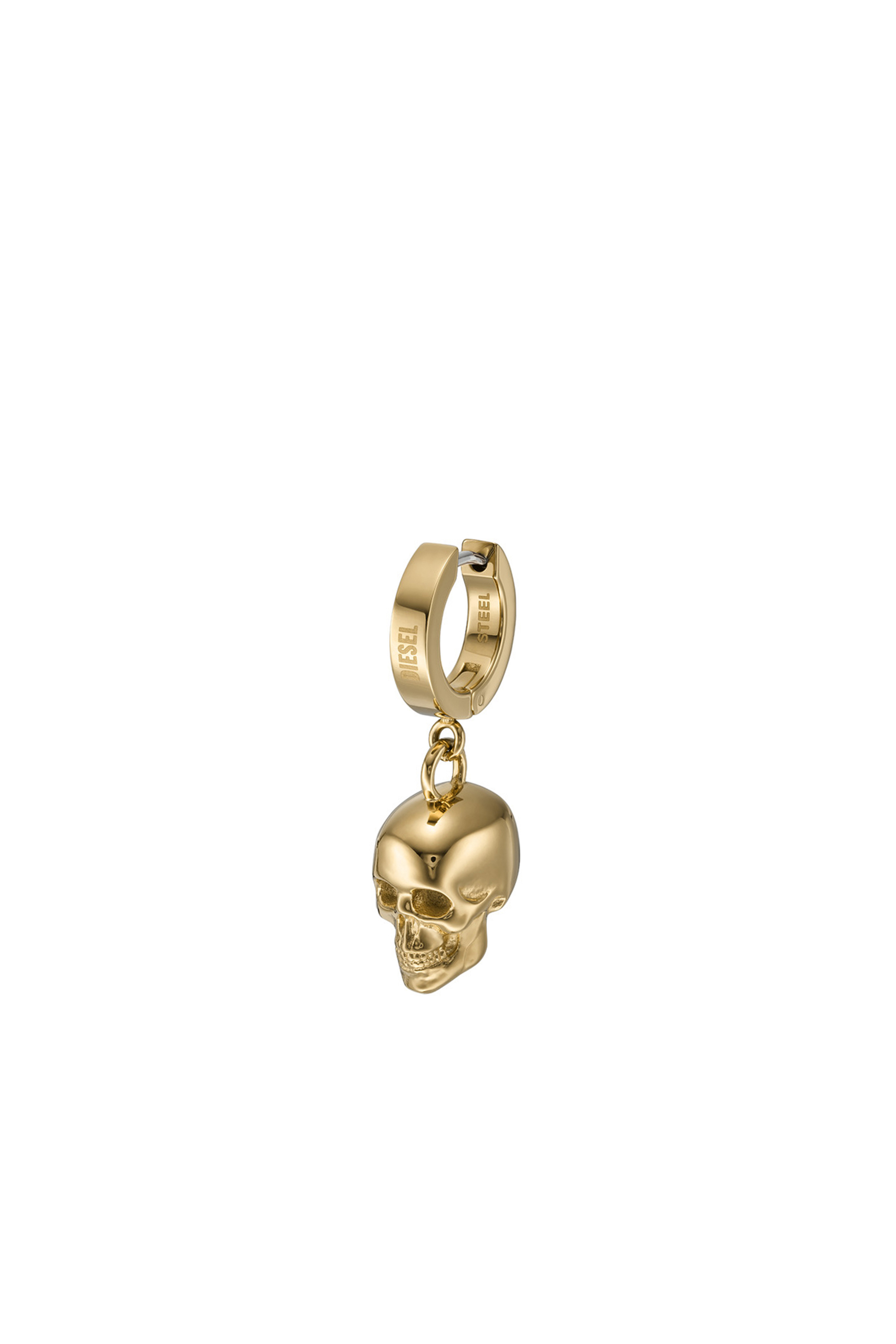 DX1379 Man: Gold Stainless Steel Skull Hoop Earrings | Diesel