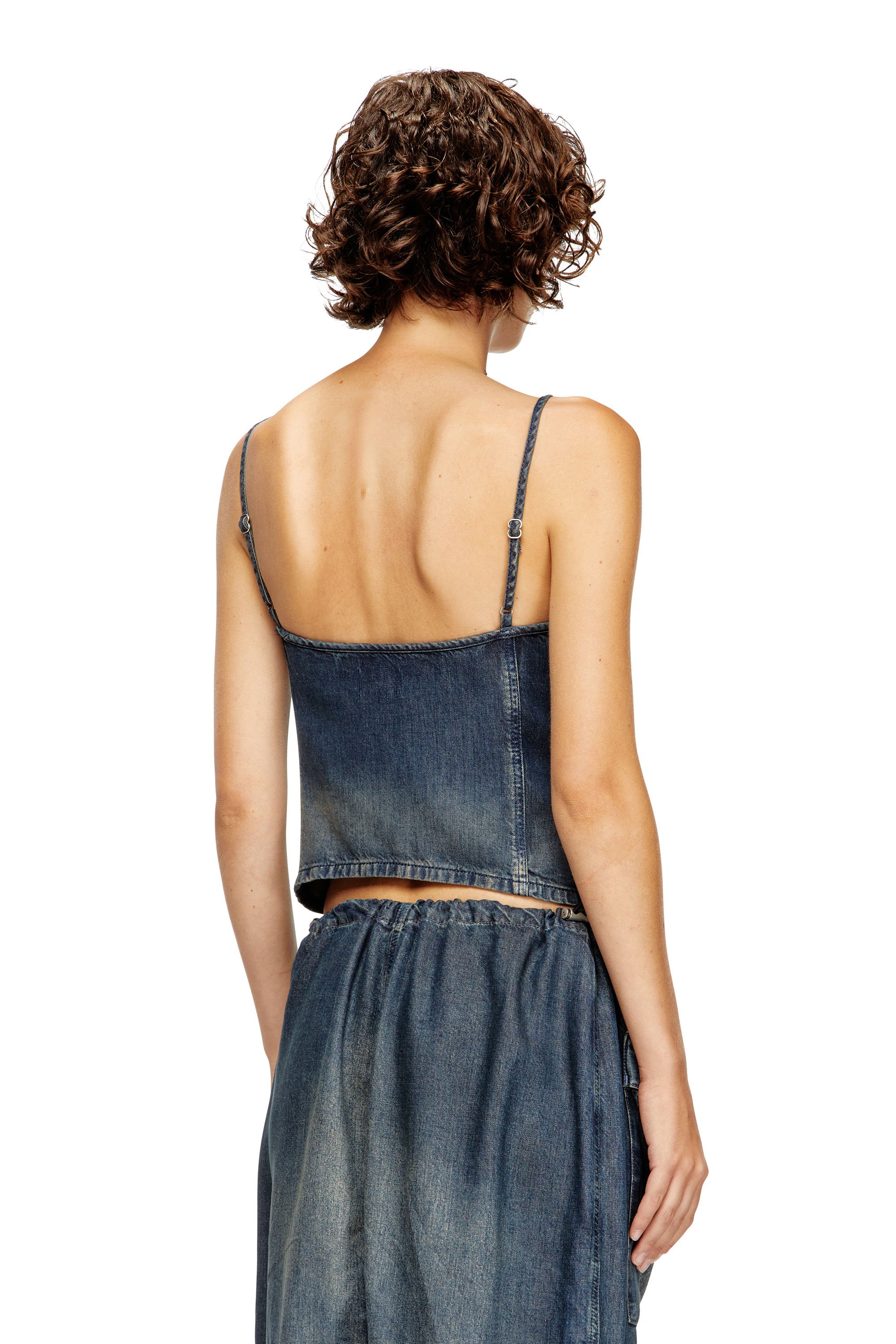 Diesel - DE-MELLIS-S, Woman's Top in gradient fluid denim in Dark Blue - 3