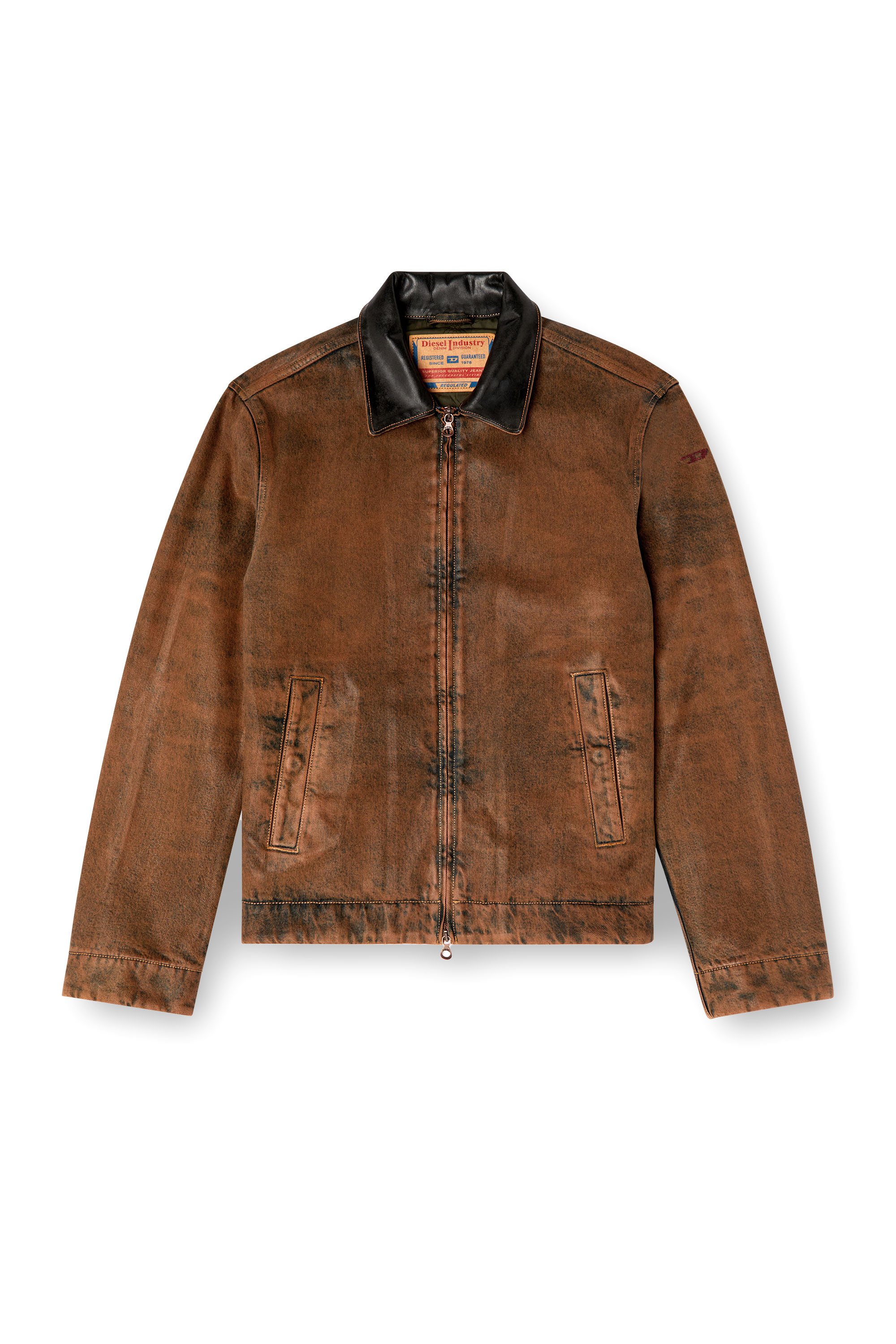 Diesel - D-ROHE-S, Man's Padded blouson in coated denim in Brown - 5