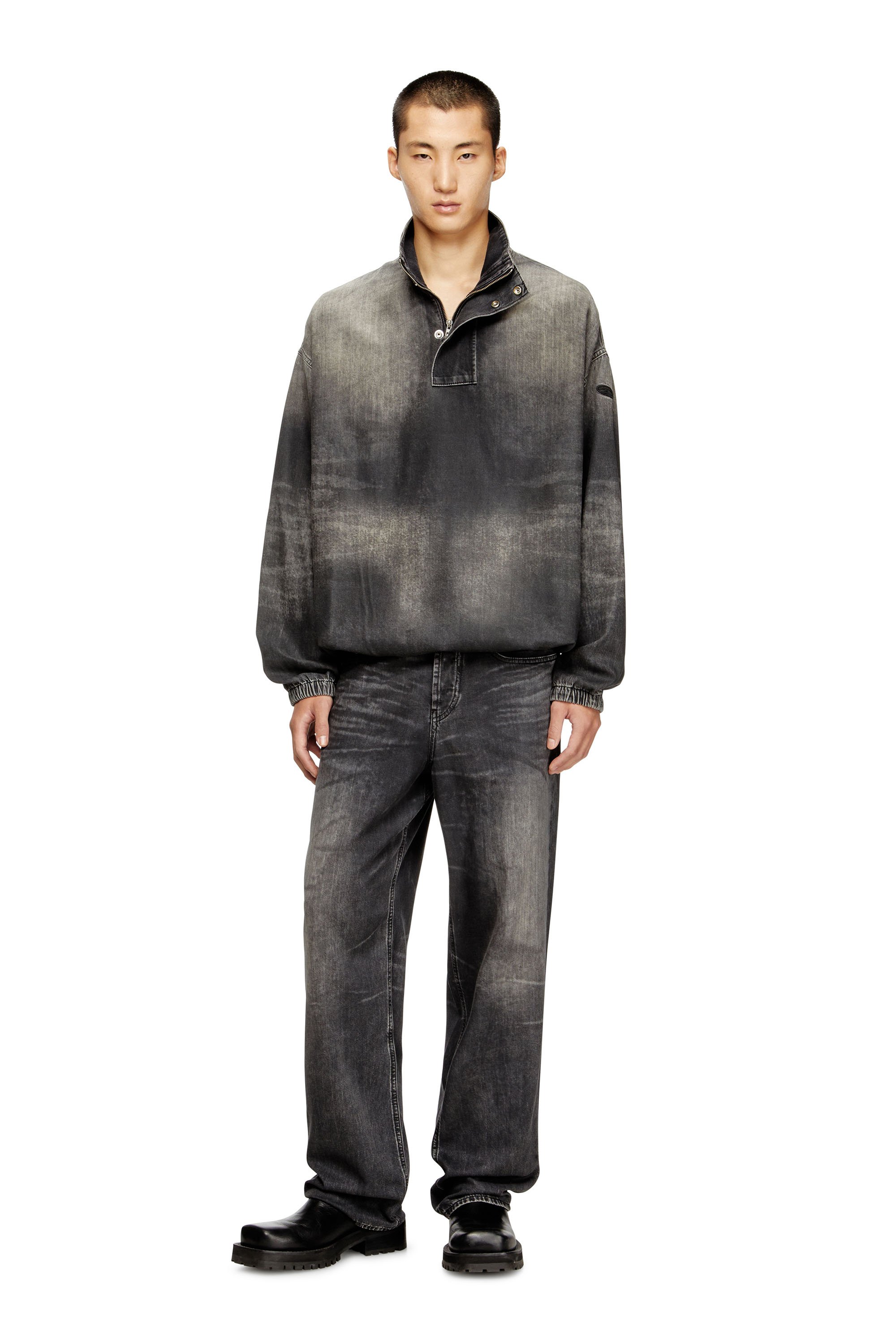 Diesel - D-FLOW-S3, Unisex's Denim top with mock neck in Black - 4