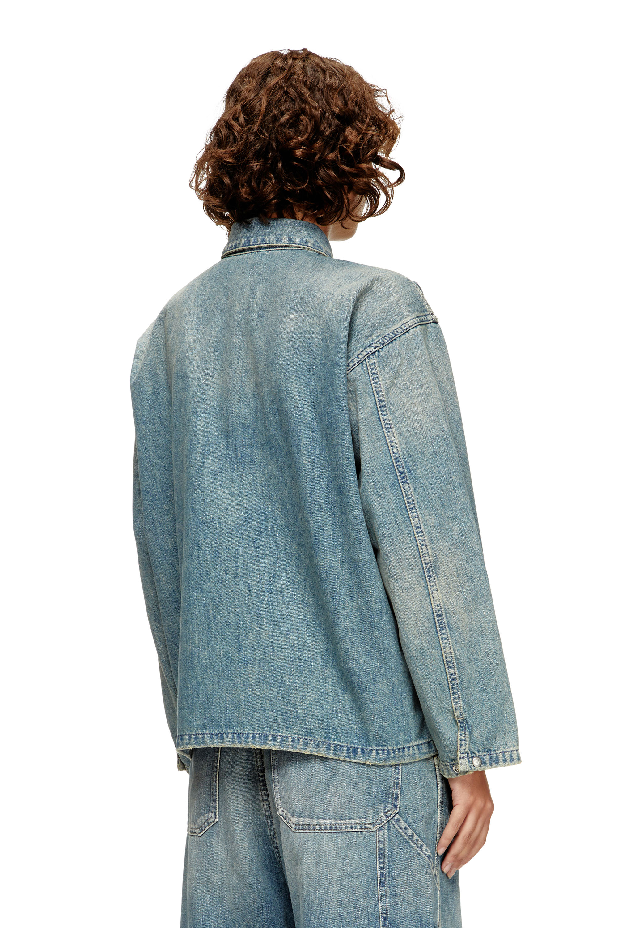 Diesel - DE-PRISS, Woman's Henley top in utility-style denim in Light Blue - 2