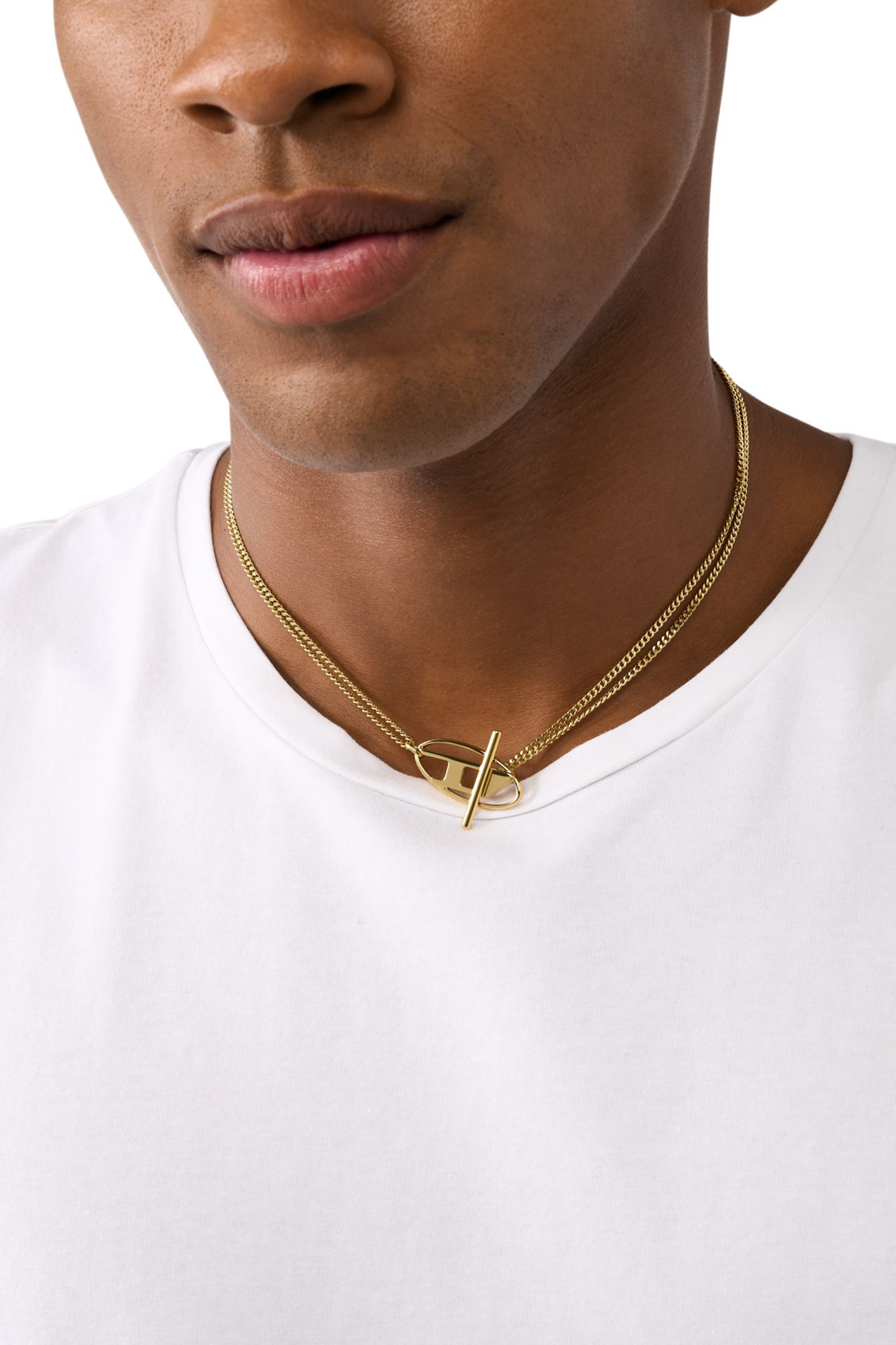 Diesel - DX1567710 JEWEL, Collar de cadena de acero inoxidable en tono dorado Unisex in Dorado - 4