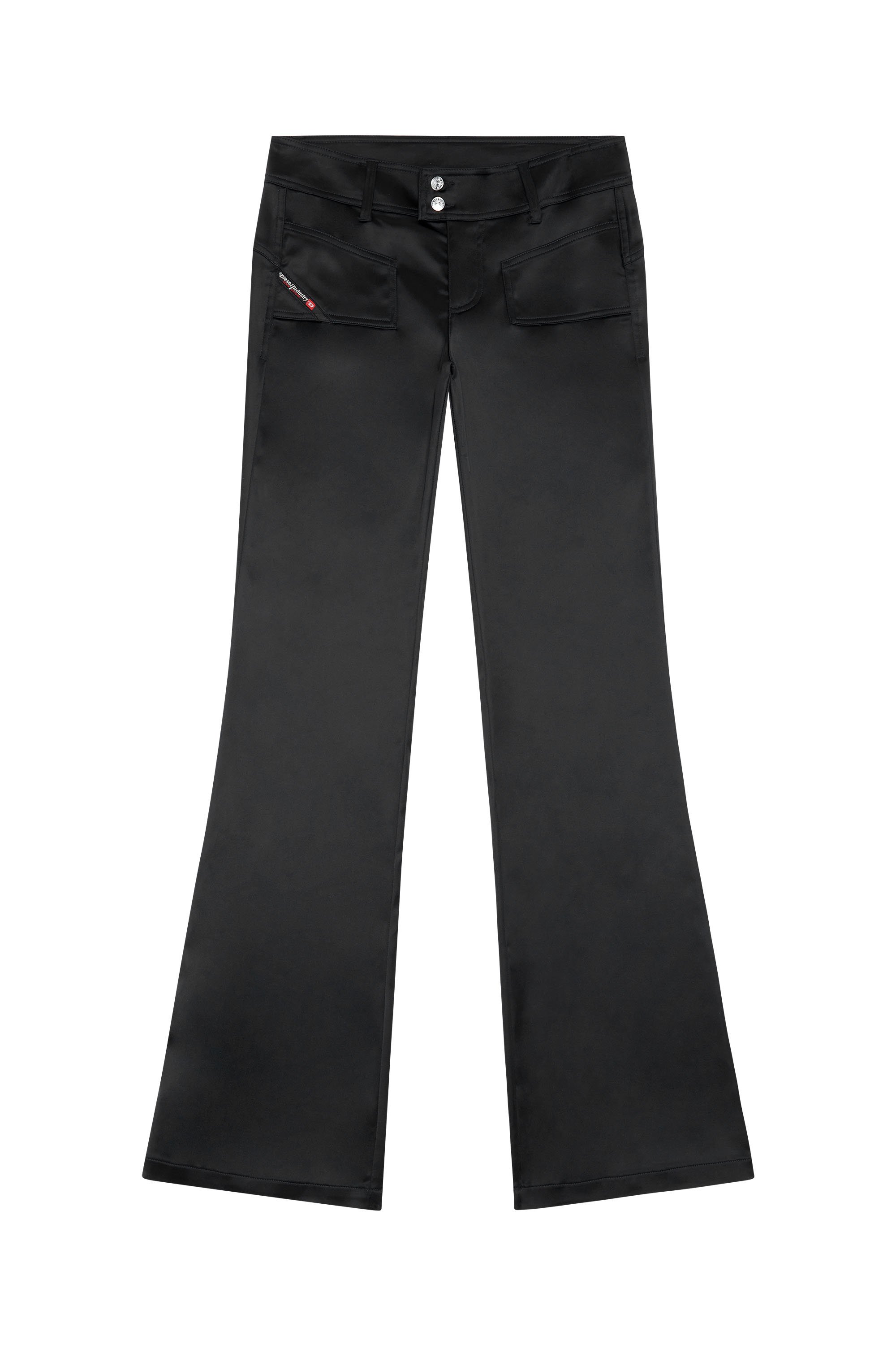 Diesel - P-STELL, Woman Flared pants in shiny stretch satin in Black - Image 4
