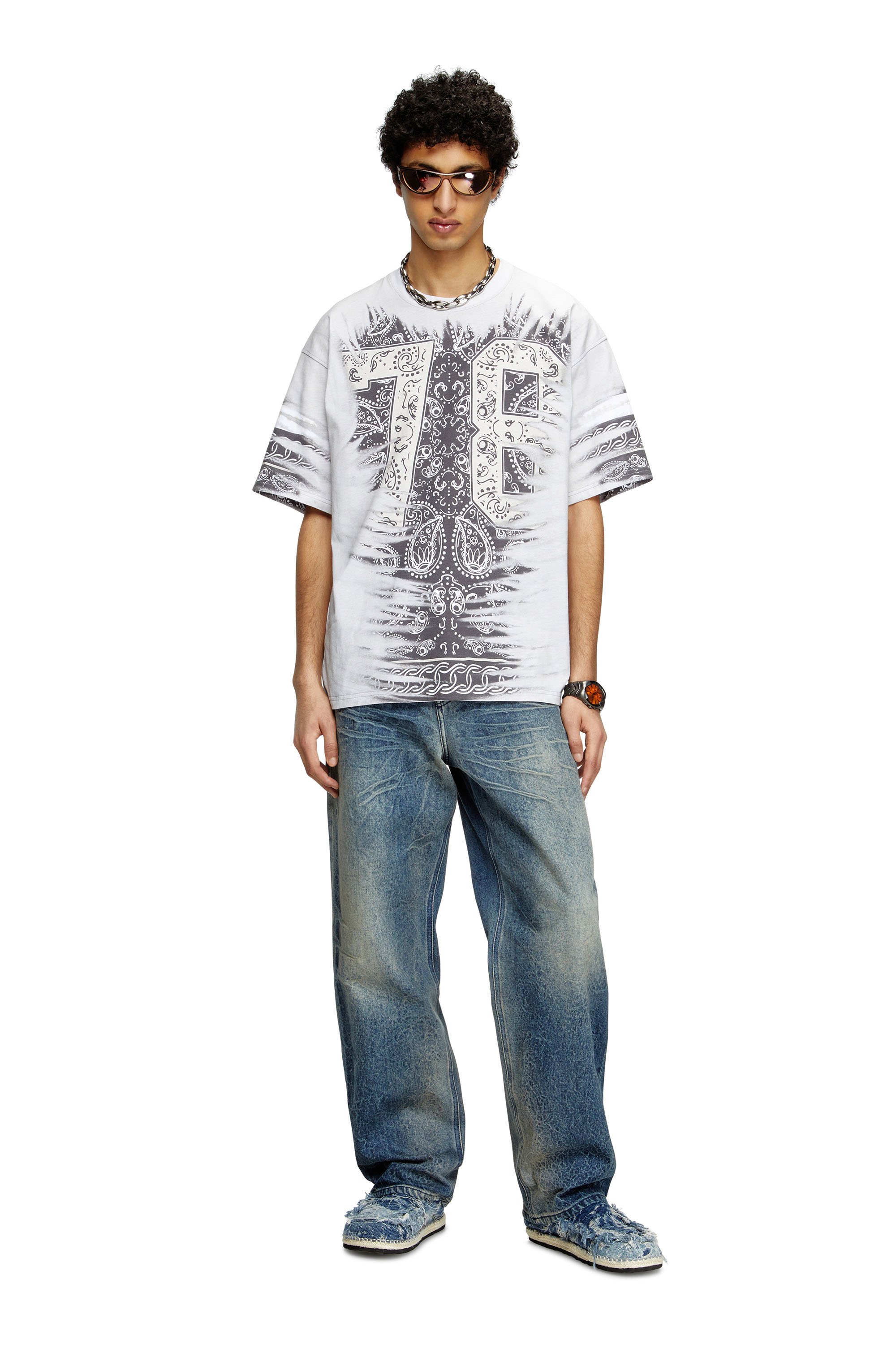 Diesel - T-BOXT-78-R1, Man's T-shirt with 78 bandana print in White - 3