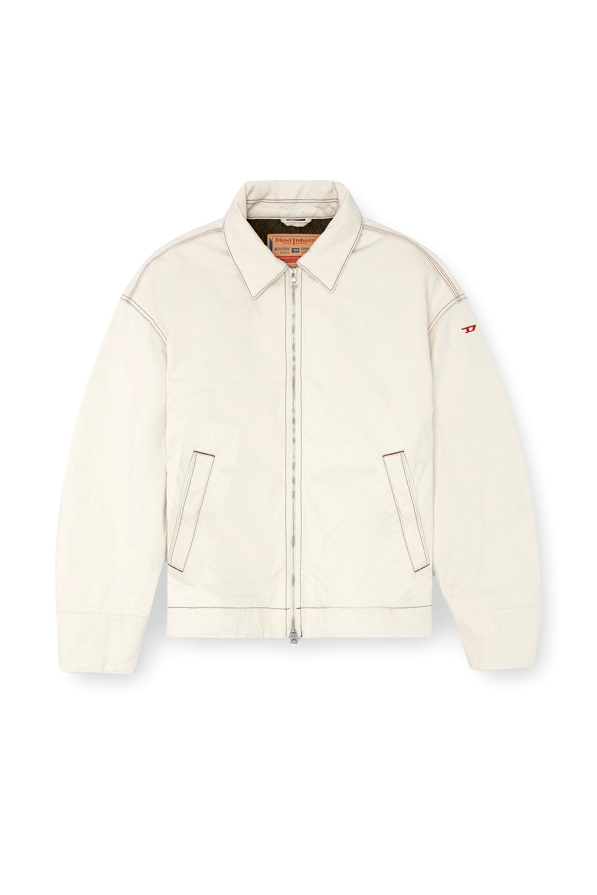 Diesel - D-STACK, Man's Padded jacket in clean-wash denim in White - 5