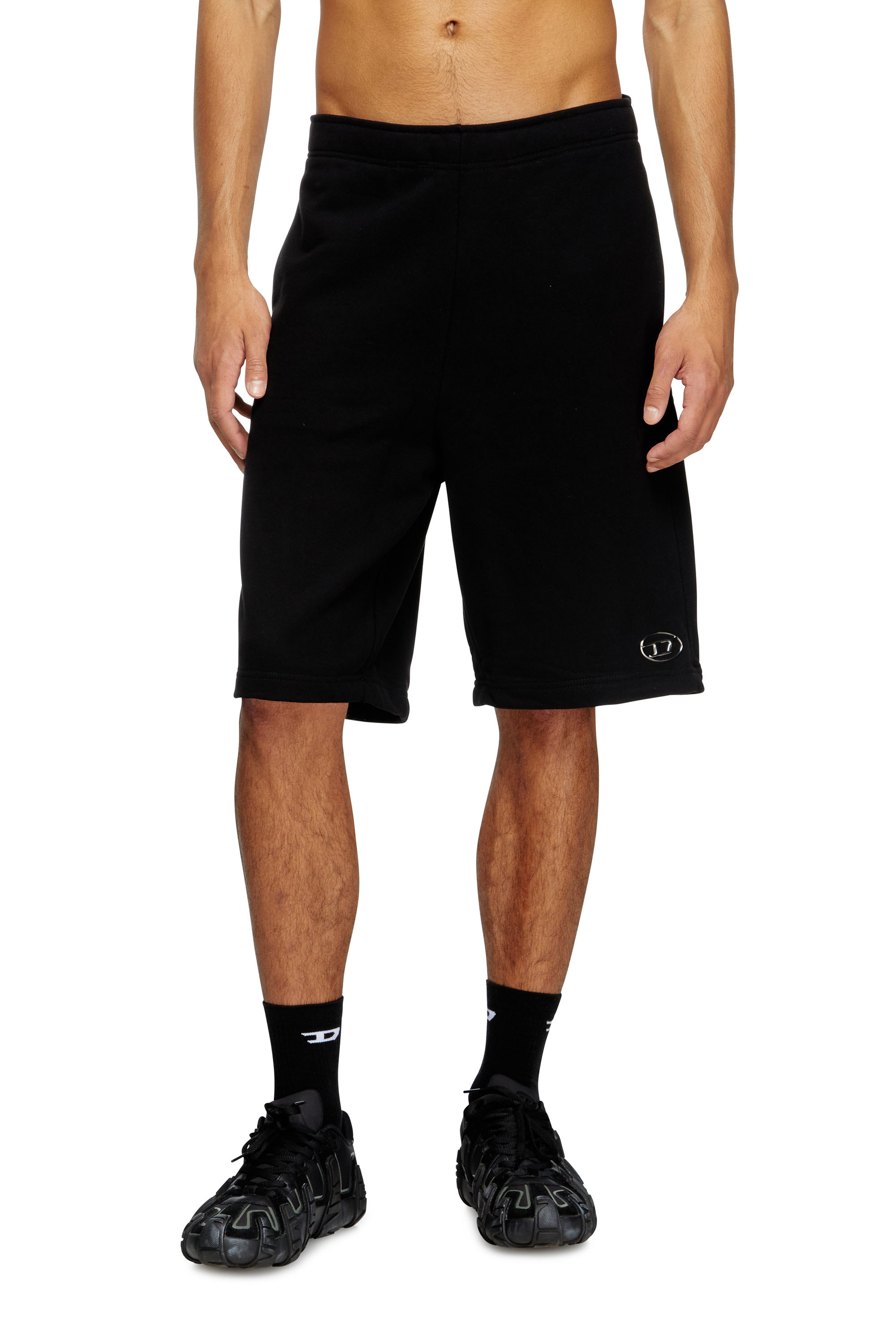 Diesel - P-MARSHY-OD, Pantalones deportivos cortos con logotipo moldeado por inyección Hombre in Negro - 1