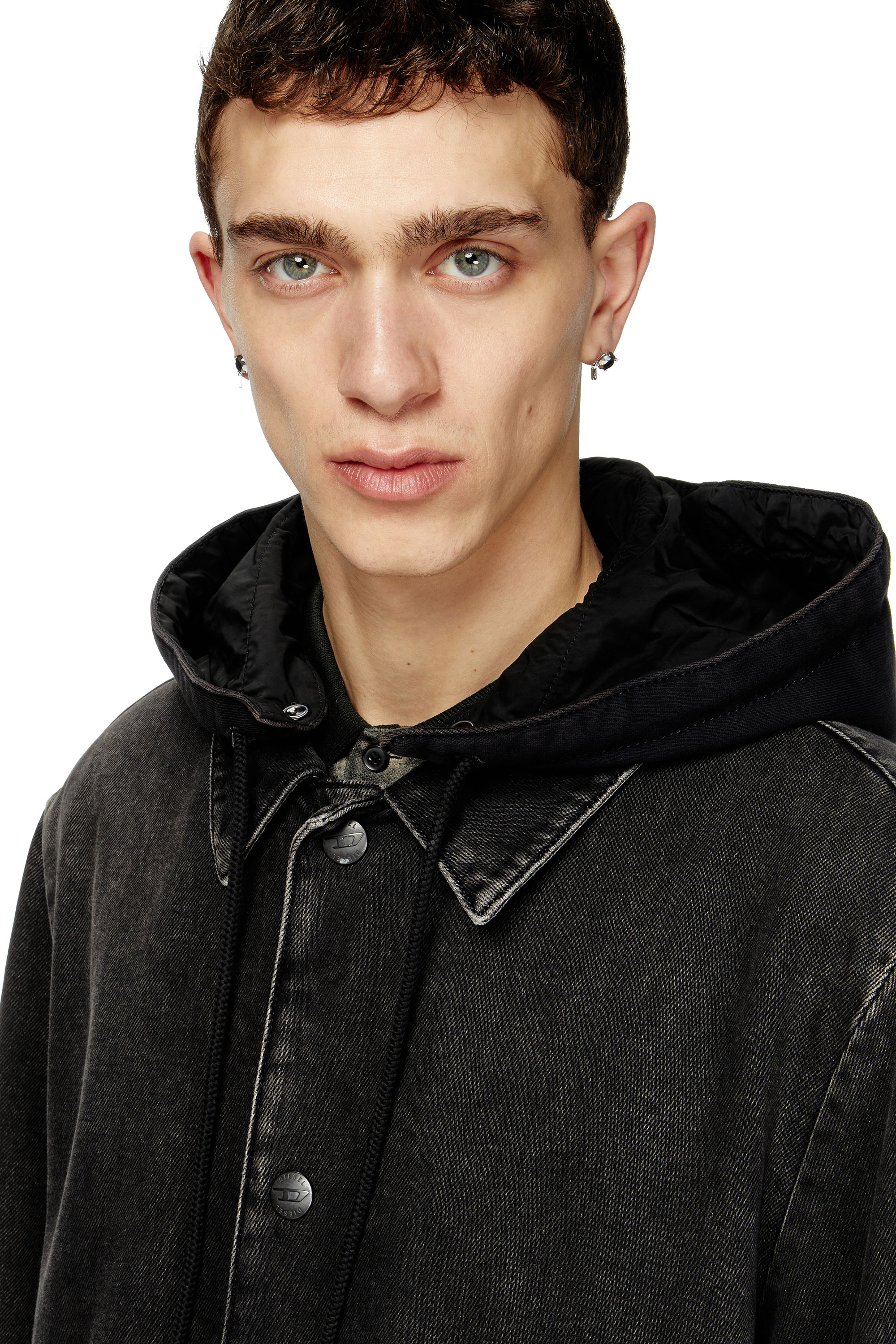 Diesel - D-JAKO-S, Man's Hybrid coat in denim and jersey in Black - 4