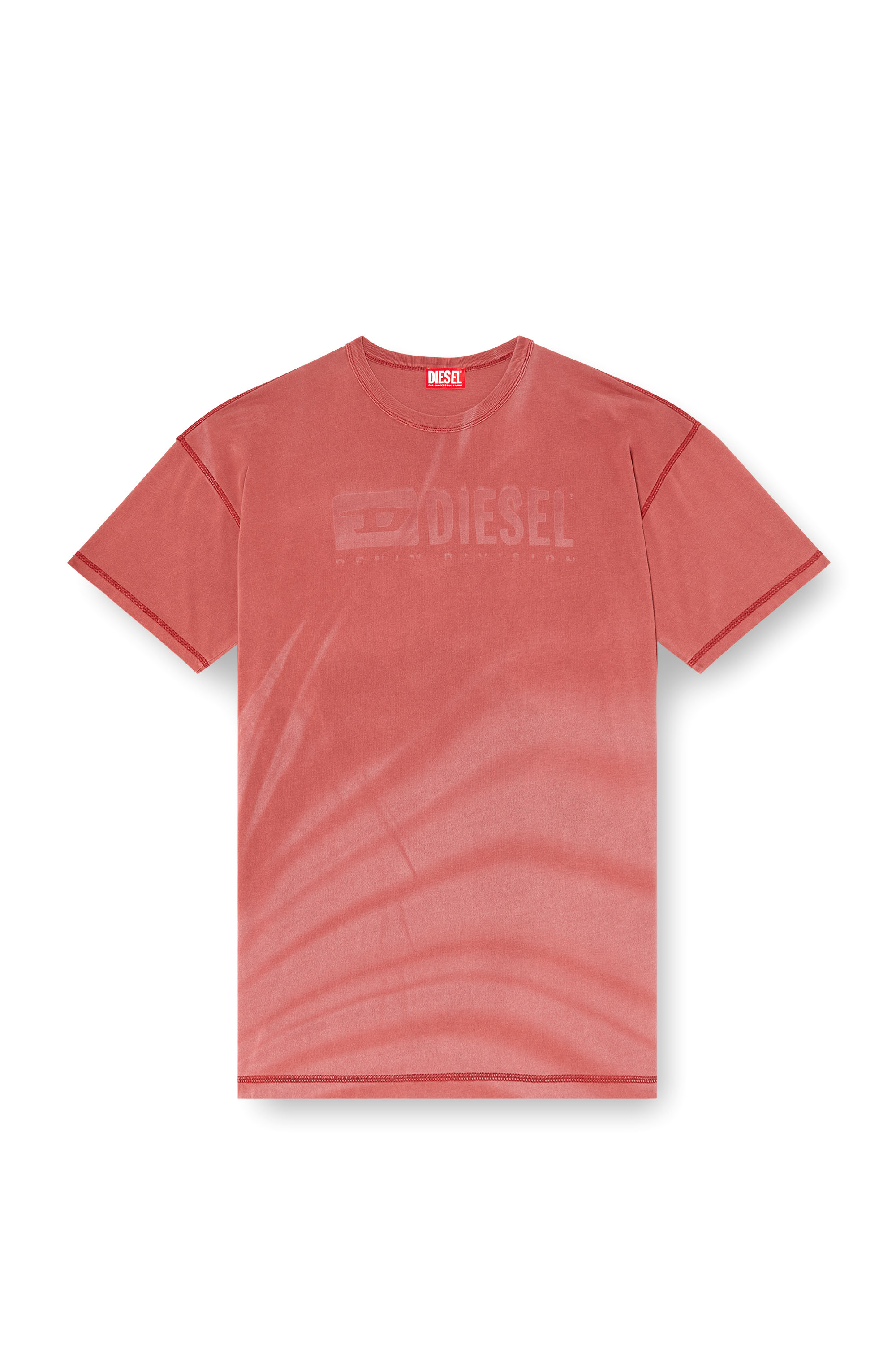 Diesel - T-ADJUST-R13, Camiseta con el logotipo desteñido con láser Hombre in Rojo - 4